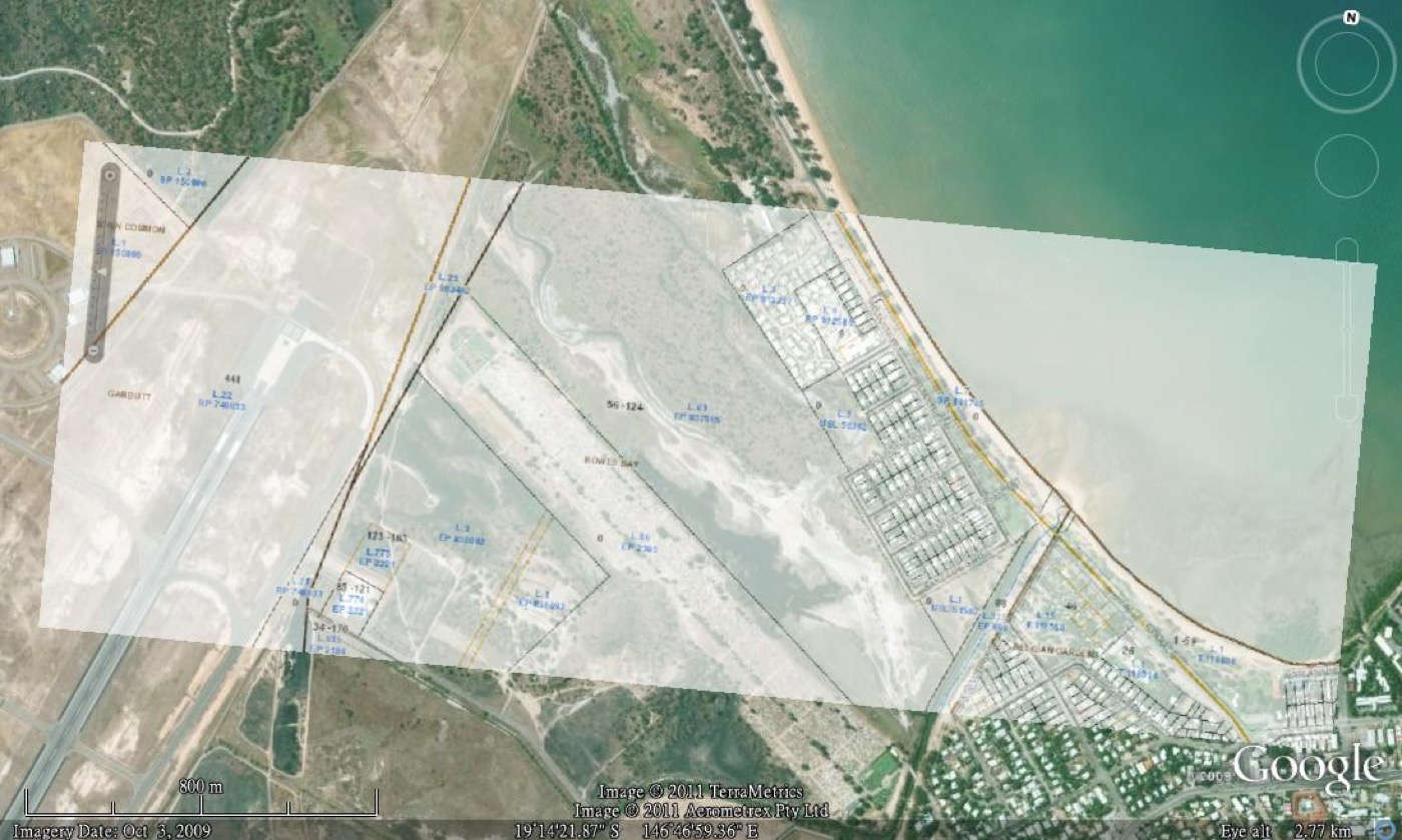 Rowes Bay cadastral overlay drawing